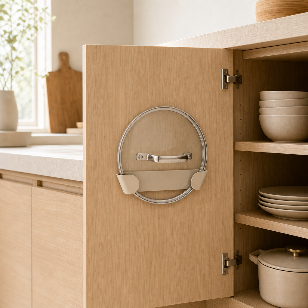 Topfdeckelhalter für Schranktüren – Farbvariante Beige