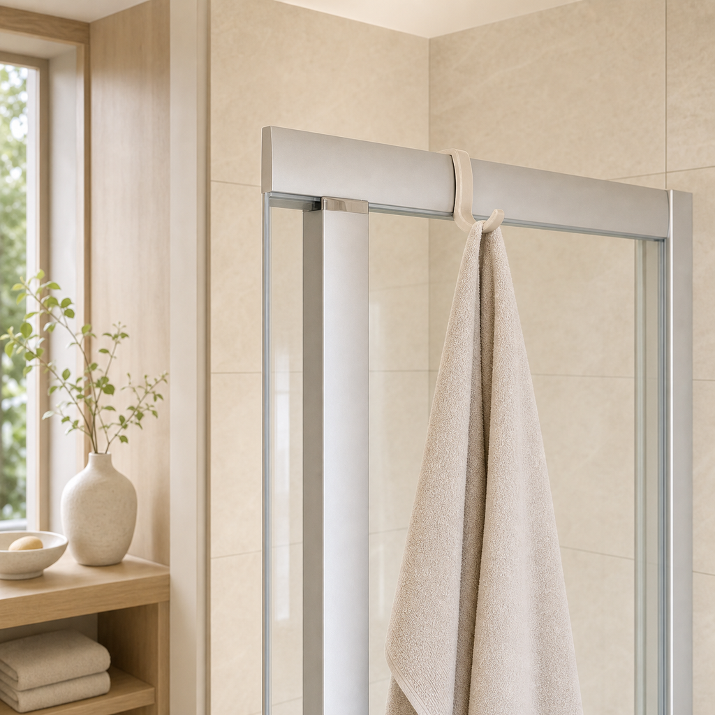 Handtuchhaken für Duschrahmen – Farbvariante Beige
