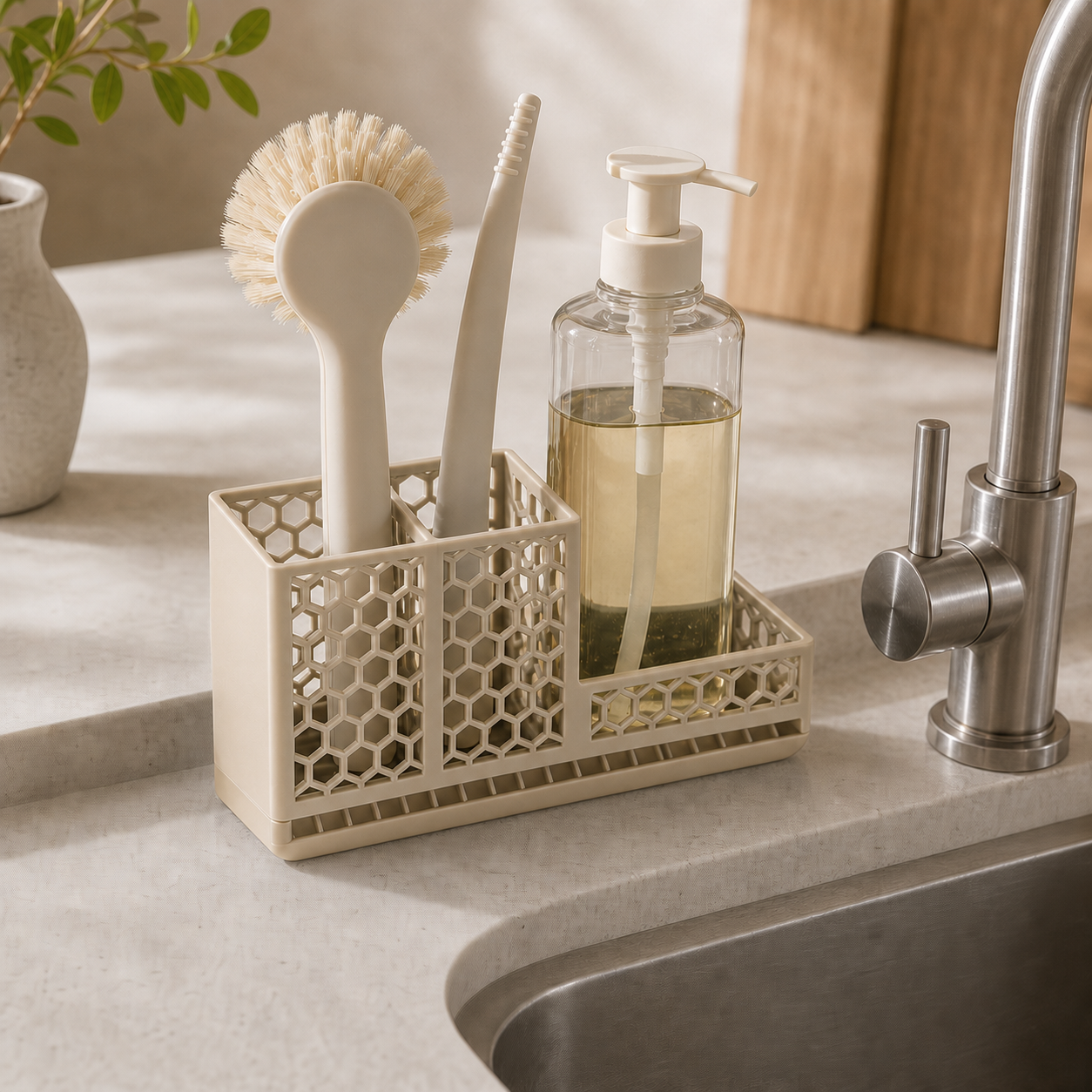Sink organizer – Beige top, Beige base