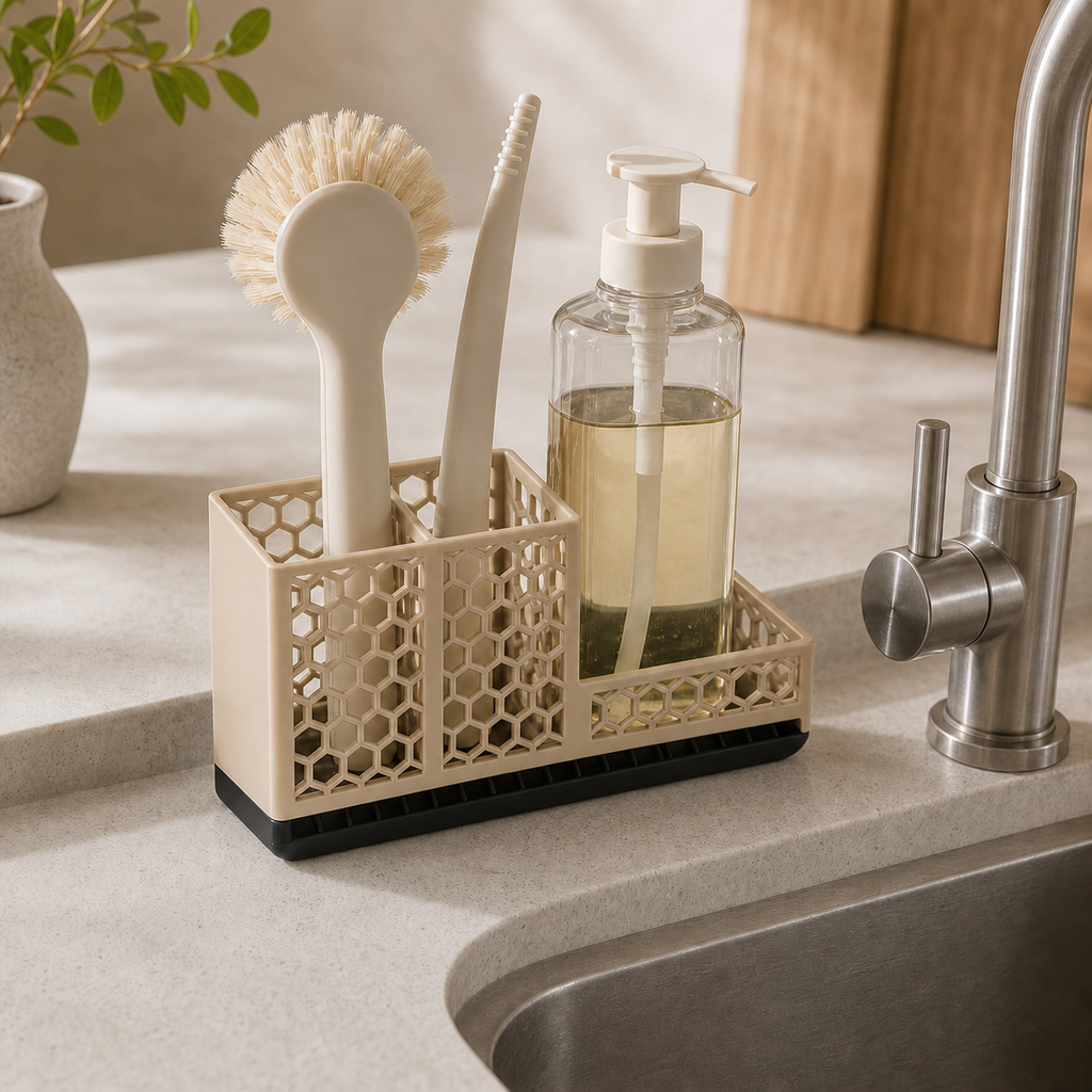Spülbecken-Organizer – Obere Farbe Beige, Untere Farbe Schwarz