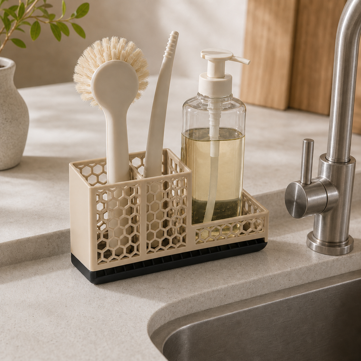 Sink organizer – Beige top, Black base
