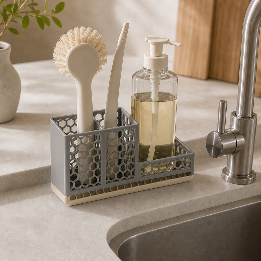 Spülbecken-Organizer – Obere Farbe Grau, Untere Farbe Beige