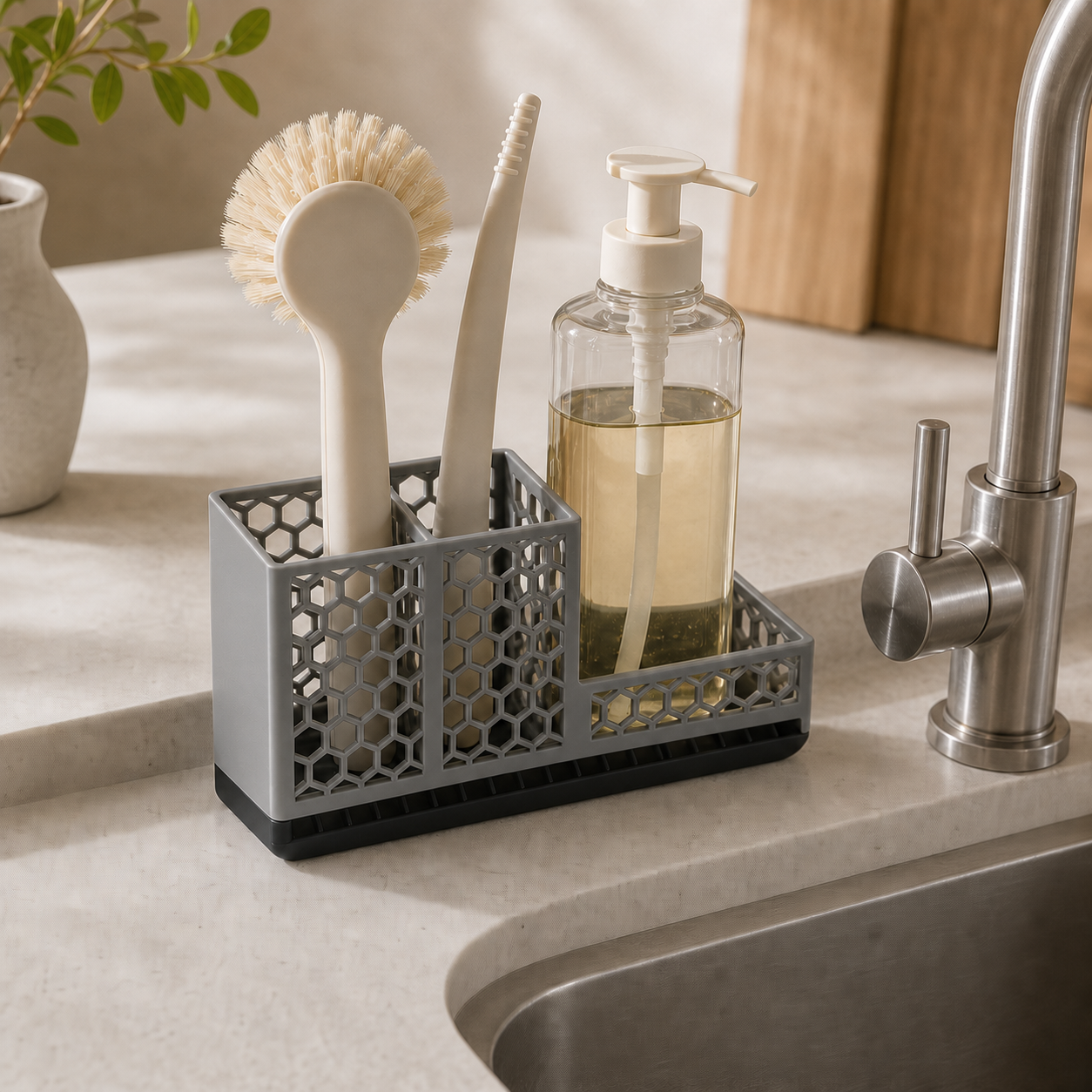 Sink organizer – Gray top, Black base