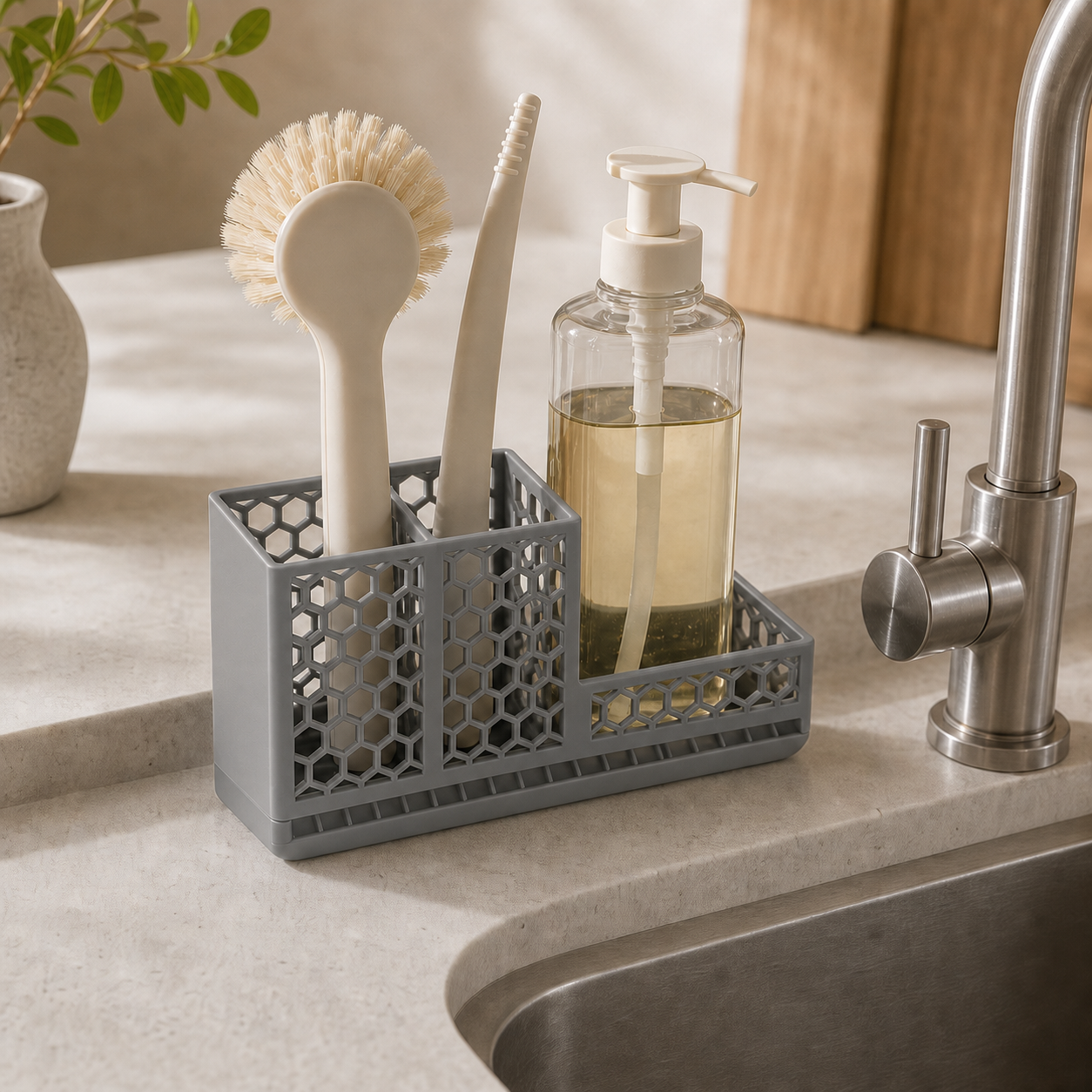 Sink organizer – Gray top, Gray base