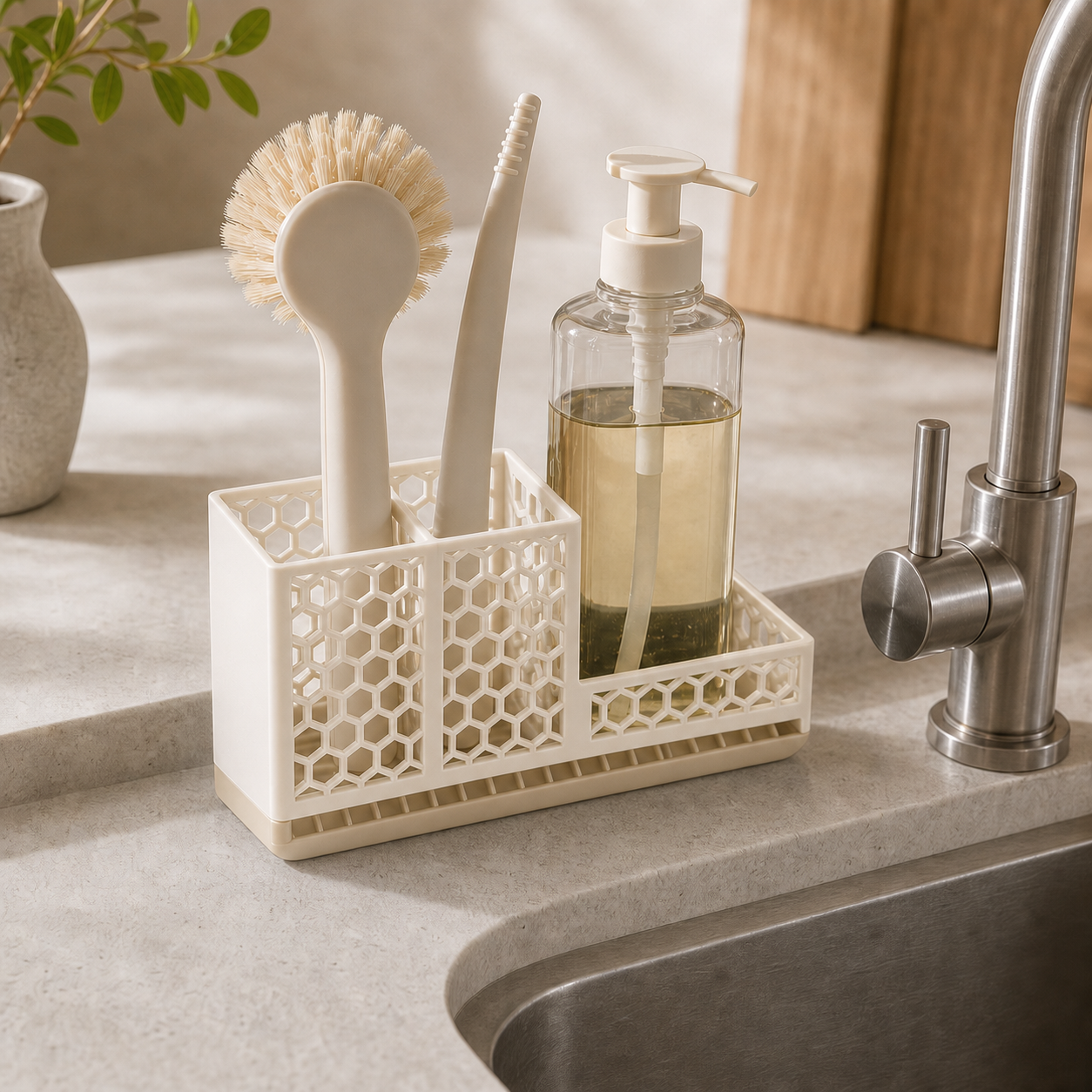 Sink organizer – White top, Beige base