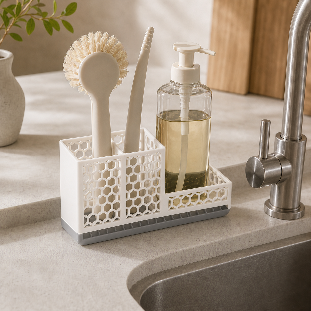 Sink organizer – White top, Gray base