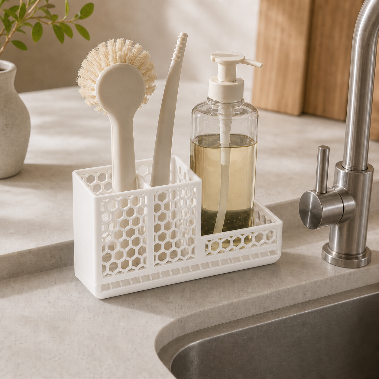 Sink organizer – White top, White base