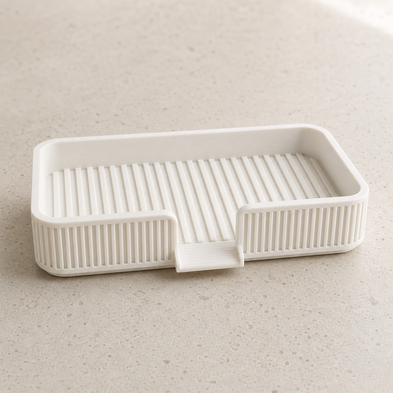 Soap and sponge holder with drainage – White color variant